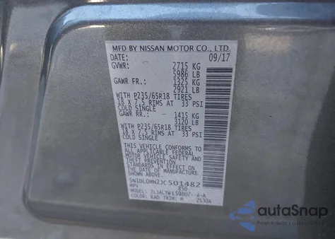 2018 Infiniti Qx60 z USA, uszkodzony, nr VIN 5N1DL0MN2JC501482